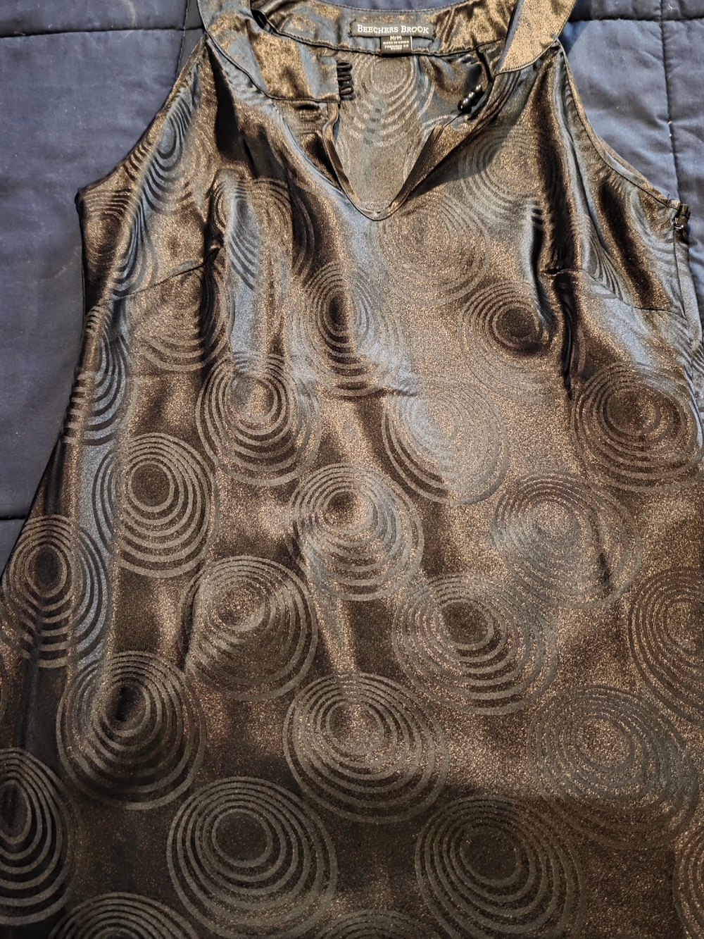 Black Sleeveless V-Neck Satin Top